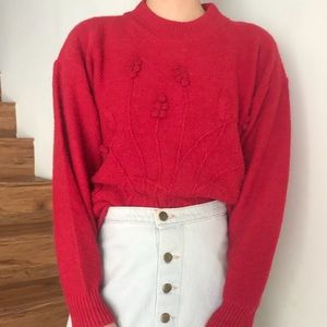 Vintage red embroidery sweater